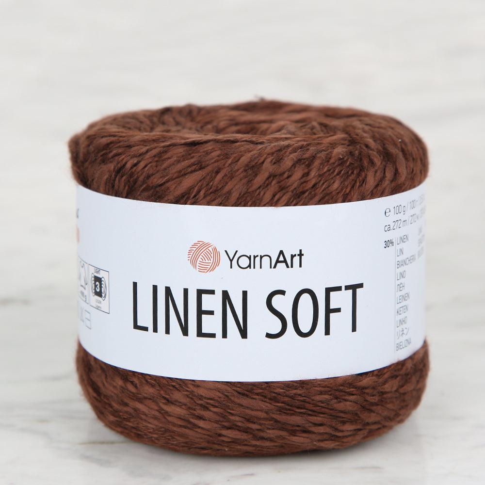 YarnArt Linen Soft Kahverengi El Örgü İpi - 7309